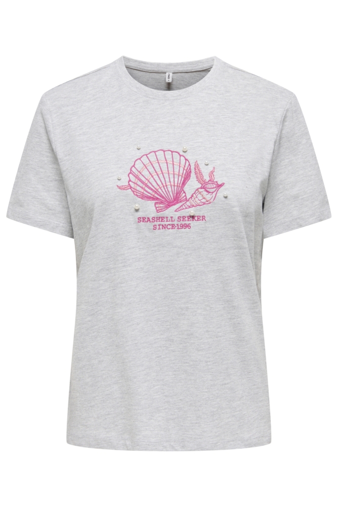 ONLKITA S/S SHELL T-SHIRT BOX CS JR 15367802 LIGHT GREY MELA/SEASHELL